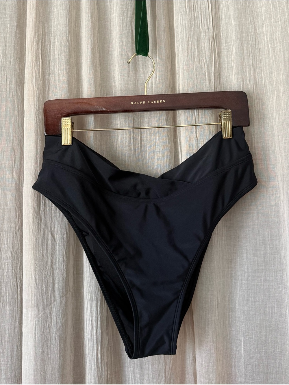 Vintage black crossover high leg cheeky bikini bottoms. Similar to aerie swim